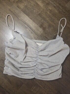 Princess Polly Glitter Ruched Champagne Cropped Cami